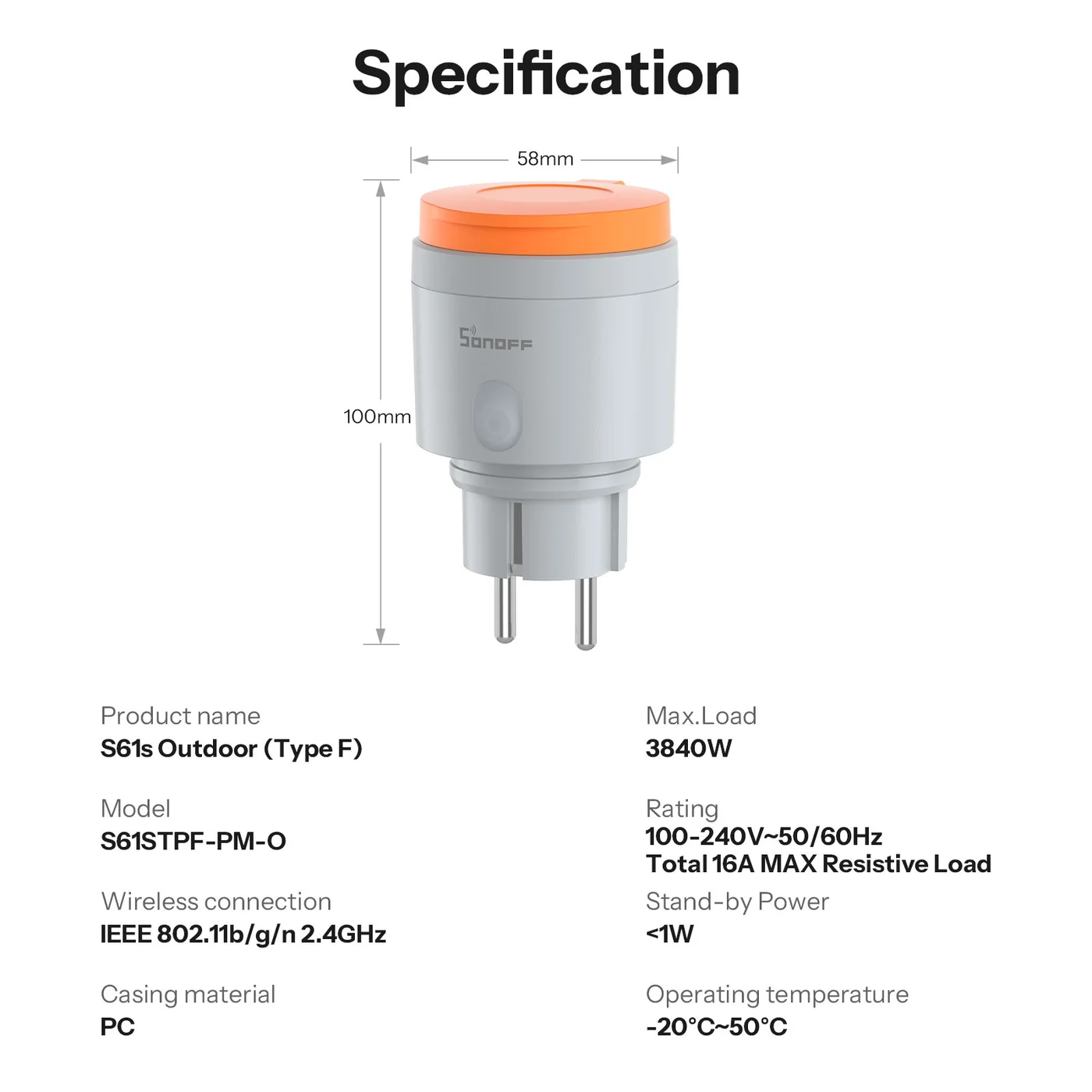 SONOFF S61STPF-PM-O – Matter over WiFi паметен приклучок SONOFF S61STPF-PM-O – Matter over WiFi паметен приклучок - Image 4