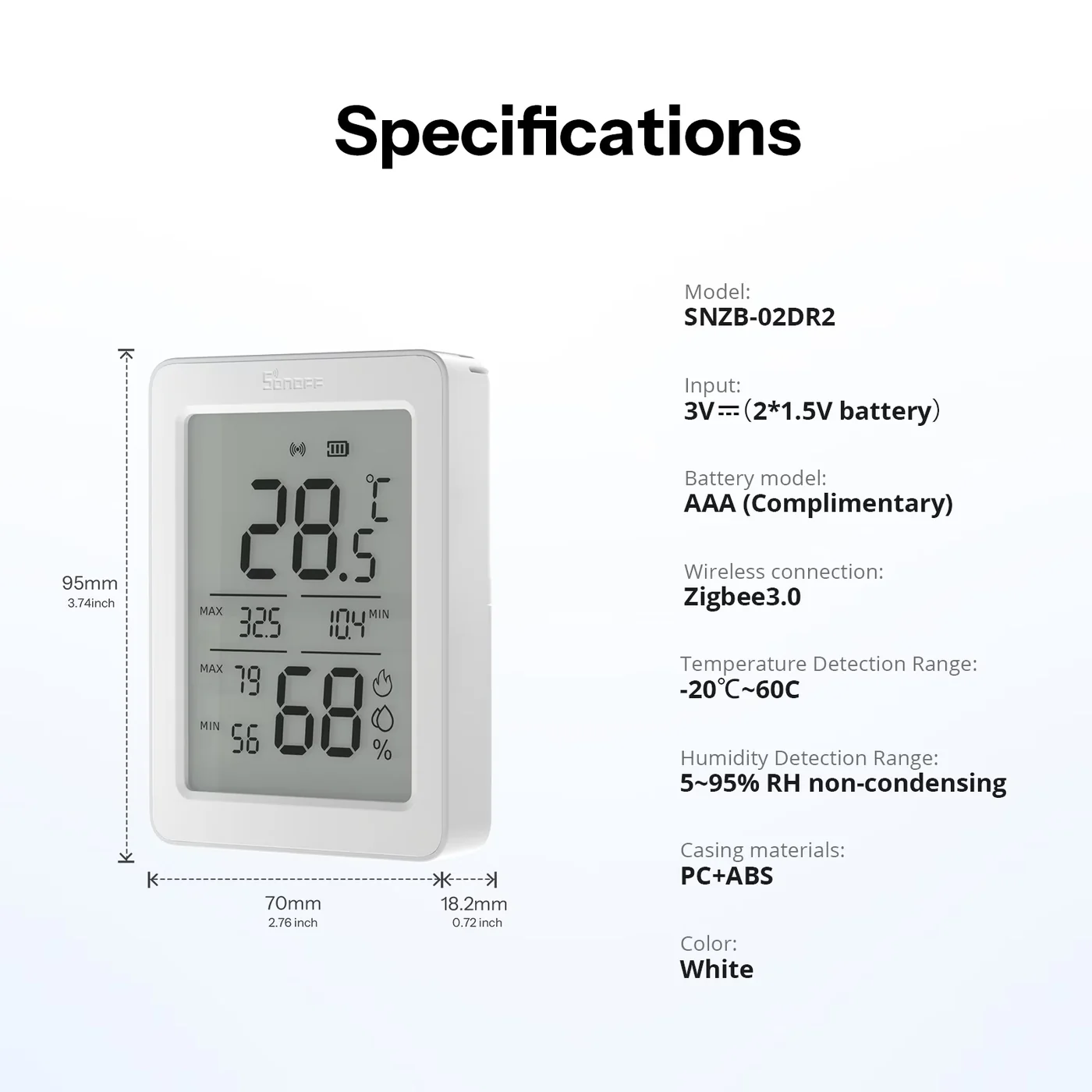 SONOFF SNZB-02DR2 AirGuard TH – Zigbee сензор за температура и влажност SONOFF SNZB-02DR2 AirGuard TH – Zigbee сензор за температура и влажност - Image 4